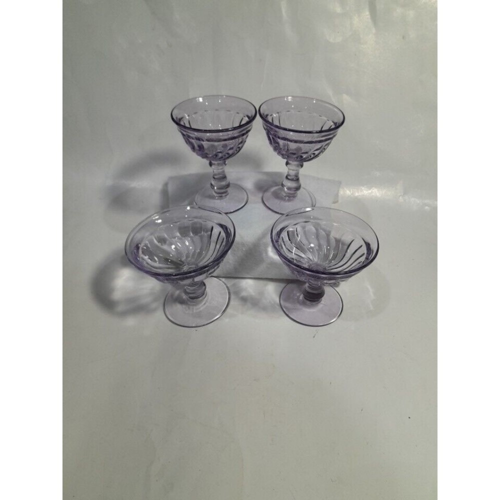 Vintage Fostoria Sherbet Dishes Amethyst, Lot Of 4, 2 Small  2 Large